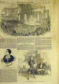 Original Old Antique Print 1852 Klondon Temperance League Exeter Critchon Plays