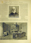 Original Old Antique Print 1892 Portrait Whittier Amesbury Massachusetts 19th