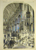 Original Old Antique Print 1862 Longley Archbishop Canterbury Choir Enthronement