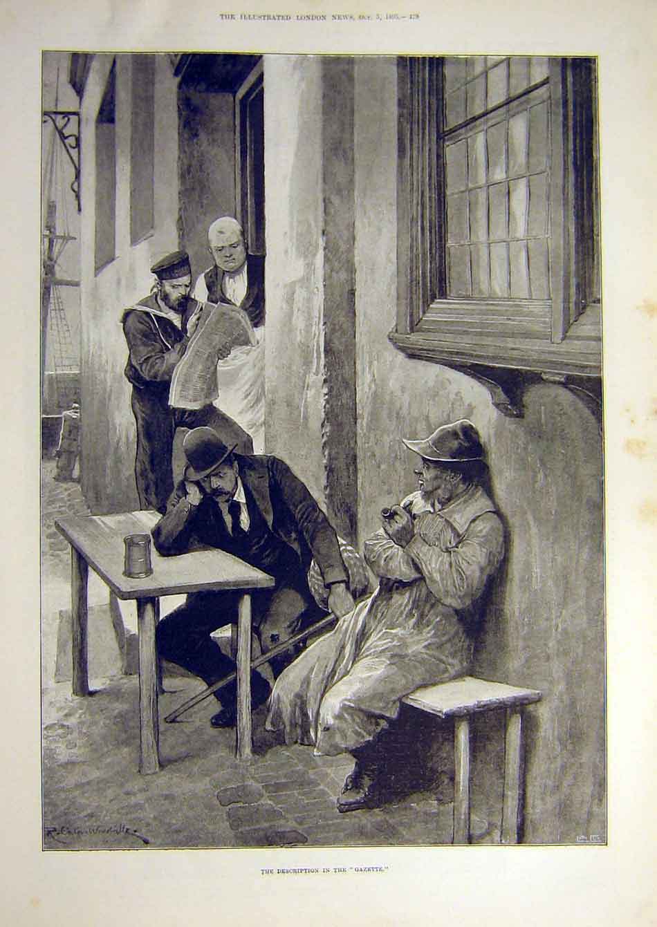 Original Old Antique Print 1895 Gazette Description News-Paper Woodville 19th