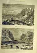 Original Old Antique Print 1886 Zulfikar Heri-Bud Peacocke Afghan Boundary 19th