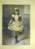Original Old Antique Print 1891 New-Girl Storey Child Young-Lady Fine Art 19th