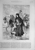 Original Old Antique Print 1880 Irish Sketches Going-To-Church People Ireland