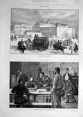 Original Old Antique Print 1881 Ireland Kilmainham Jail Prison Dublin Arms 19th