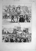 Original Old Antique Print 1875 O'Connell Centenary Celebration Dublin Ireland