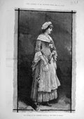 Original Old Antique Print 1881 Langtry Haymarket Theatre Actress Portrait 19th