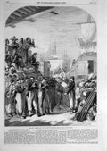 Original Old Antique Print 1859 War Zouaves Marseilles Sketch Troops Siers 19th