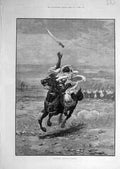 Original Old Antique Print 1883 Exultation Berkley Horse-Man Sword Rider 19th