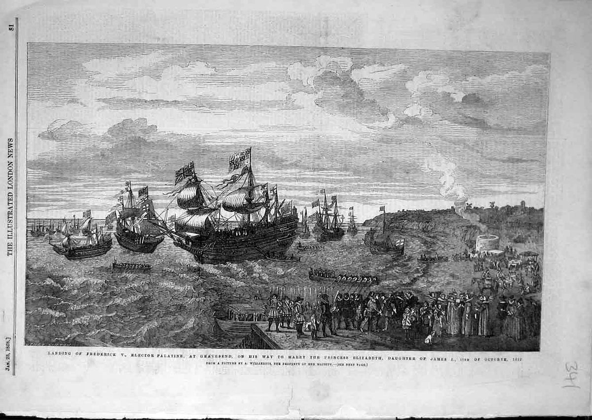 Old Antique Print 1858 Frederick-V Elector Palatine Gravesend Willaertts 19th