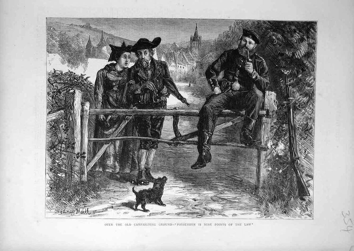 Original Old Antique Print 1872 Possession Nine-Points Law Campaign Hall 19th