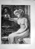 Original Old Antique Print 1894 Guiding Light Lady Lantern Walker 19th