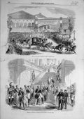 Original Old Antique Print 1855 King Sardinia Paris Tuileries Reception 19th