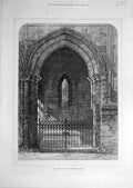 Original Old Antique Print 1871 Grave Scott Dryburgh Abbey Building Victorian