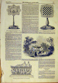 Original Old Antique Print 1845 Presents Queen Prince Albert Glass Pearl Osborne