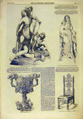 Old Antique Print 1851 Statue Madonna Bronze Vase Papier Mache Vase Engel 19th