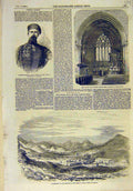 Original Old Antique Print 1856 General Cannon Paddington Church Salsetie Island