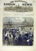 Original Old Antique Print 1870 Thames Embankment London Thwaites Prince Wales