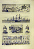 Original Old Antique Print 1881 Fenian Outrage Liverpool French Occupation Tunis