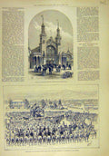 Original Old Antique Print 1890 Edinburgh Exhibition Facade Loch Cradock Africa