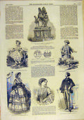 Original Old Antique Print 1851 Warwick Race Plate Paris Fashion Child Lady Man