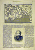 Old Antique Print 1876 Map Cylcone Ganege India Brahmapootra General Bell 19th