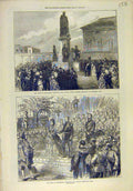 Original Old Antique Print 1872 Duke Edinburgh Leinster Dublin Exhibition 19th