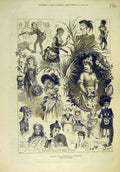 Original Old Antique Print 1882 Costumes Christmas Fancy-Dres Ball Wilhelm 19th