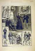 Original Old Antique Print 1886 Sketches Enemies Prince'S Theatre Actors 19th
