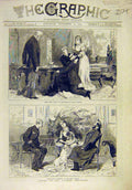 Original Old Antique Print 1879 London Theatre Scenes Duty Courtship Sketches