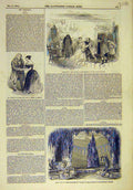 Original Old Antique Print 1845 Theatre Cricket Hearth Keeley Kelsey Pantomime