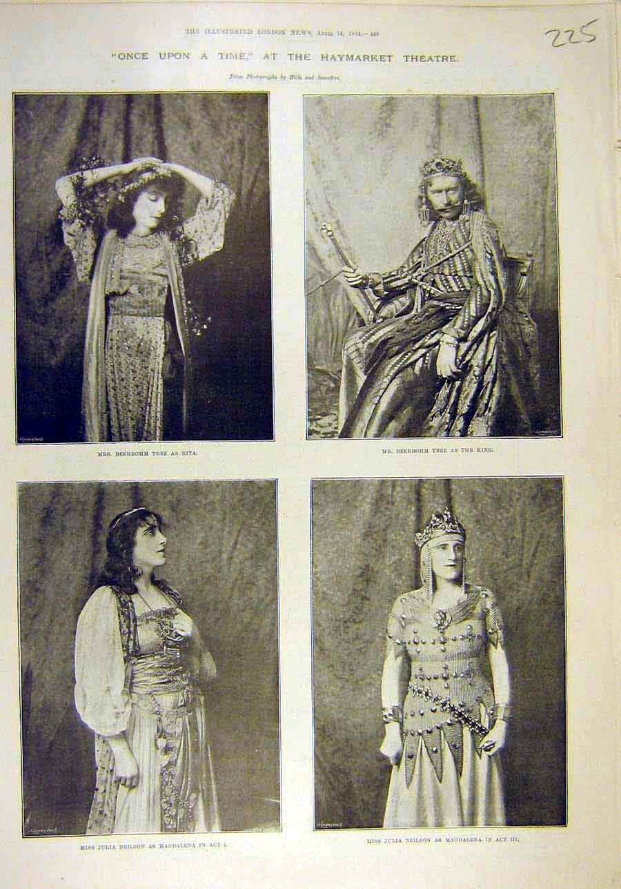 Original Old Antique Print 1894 Haymarekt Theatre Tree Neilson Actors Actress