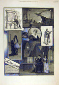 Original Old Antique Print 1883 La-Gioconda Sketches Theatre Covent Garden 19th