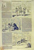 Original Old Antique Print 1844 Harlequin Theatre Crotchet Quaver Scenes Astleys
