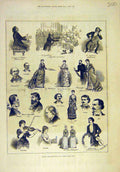 Original Old Antique Print 1883 Musical Rest James'S Hall Theatre Music 19th