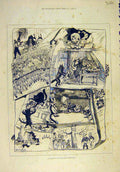 Original Old Antique Print 1884 Sketches Christmas Pantomimes Theatre Scenes
