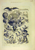 Original Old Antique Print 1883 Pantomimes London Theatre Scenes Sketches 19th