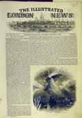 Original Old Antique Print 1845 Mount Hecla Volcano Evacuation Eruption 19th