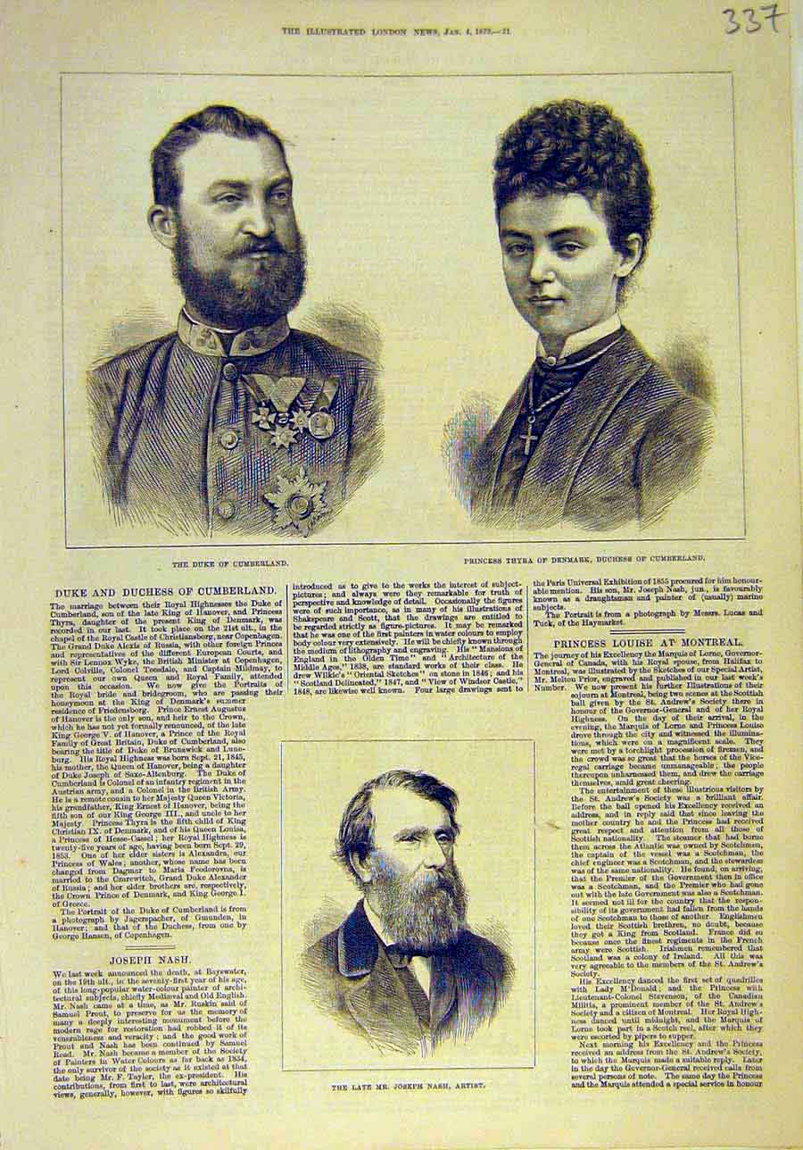 Original Old Antique Print 1879 Duke Cumberland Duchess Portrait Nash Artist