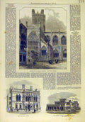 Old Antique Print 1872 Chester Cathedral Building Townhall Poplar Andaman 19th