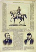 Original Old Antique Print 1876 Statue Mayo Calcutta Lundgren Ellis Portrait