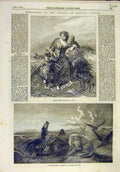 Old Antique Print 1854 Exhibition Corn-Flowers Hill Ravens Deane Earl Art 19th
