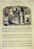 Original Old Antique Print 1856 English Melodies Songs The-Dangers Music-Score
