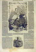 Old Antique Print 1860 Paris Fashion Ladies Wesleyan Chapel Wolverhampton 19th
