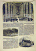 Old Antique Print 1858 Navev Westminster Abbey Building Waterspout Church 19th