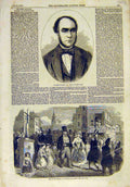 Original Old Antique Print 1858 Portrait Ratcliff Mayor Birmingham Fete Nanterre