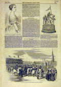 Original Old Antique Print 1858 Titiens Prima Dona Chester Races Swedish Diet