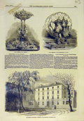 Original Old Antique Print 1854 Plate Harrison Lloyd'S Gratory Brompton Building