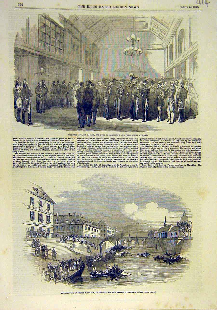 Old Antique Print 1854 Raglan Duke Cambridge Paris Prince Napoleon Chalon 19th
