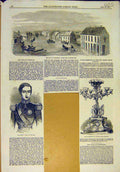 Original Old Antique Print 1854 Flood Doncaster King Portugal Bernard Plate 19th