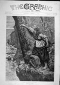 Old Antique Print 1894 Samphire Gatherer Murray Girl Lady Sea-Side Cliff 19th